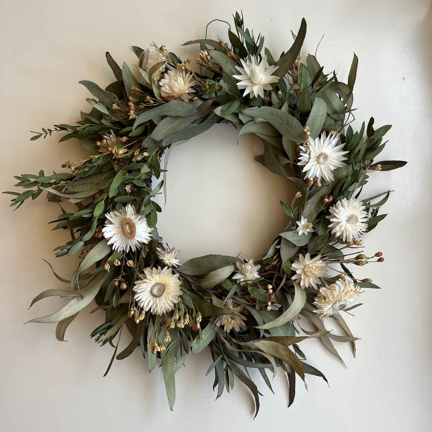 preserved floral eucalyptus wreath