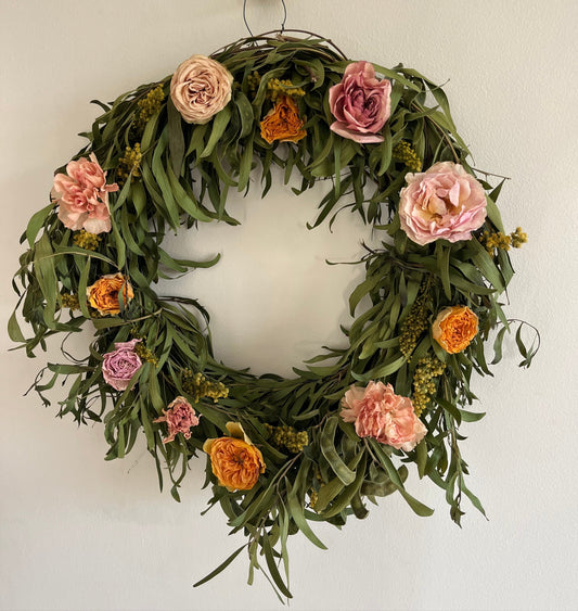 preserved floral acacia wreath