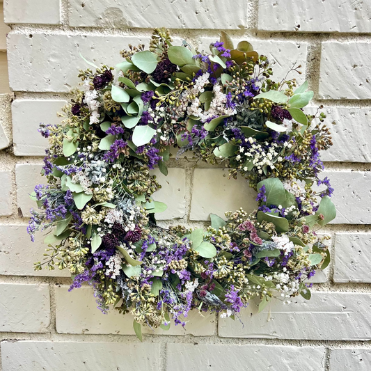 preserved eucalyptus + floral wreath