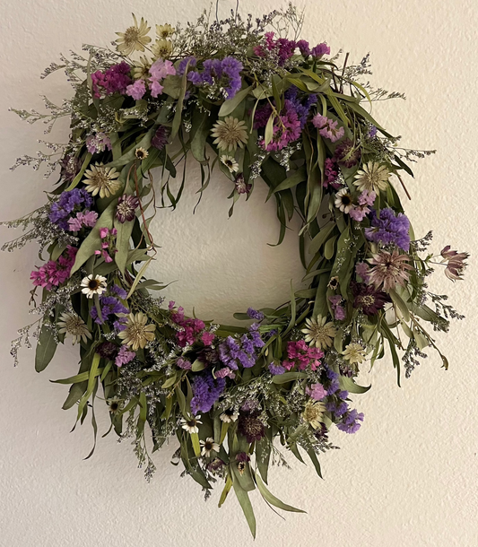 preserved floral eucalyptus wreath